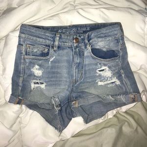 American Eagle High Waisted Light Wash Jean Shorts